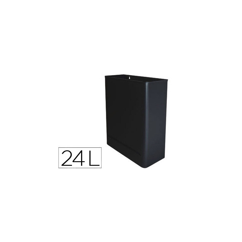Papelera metalica de pared 24 litros 46x35x15 cm negro