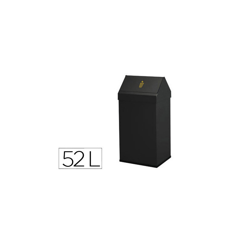 Papelera metalica basculante ganchos interiores aro inferior pvc ancho 32cm alto 65cm fondo 25cm capacidad 41l