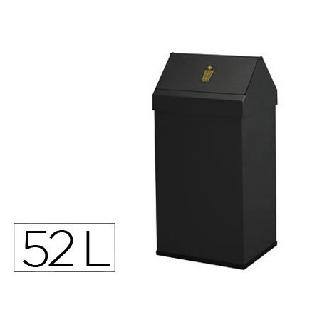 Papelera metalica basculante ganchos interiores aro inferior pvc ancho 32cm alto 65cm fondo 25cm capacidad 52l