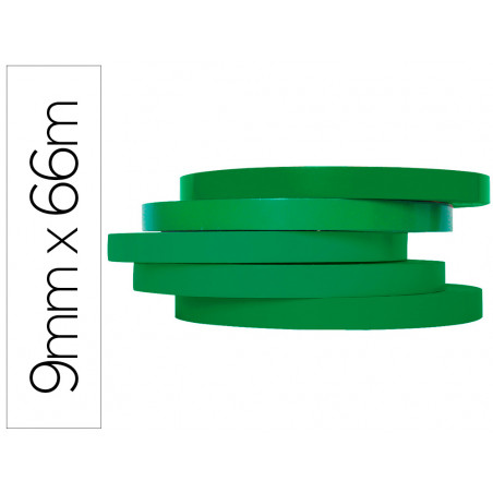 Cinta adhesiva q-connect 66m x 9mm verde para cerrar bolsas