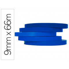Cinta adhesiva q-connect 66m x 9mm azul para cerrar bolsas