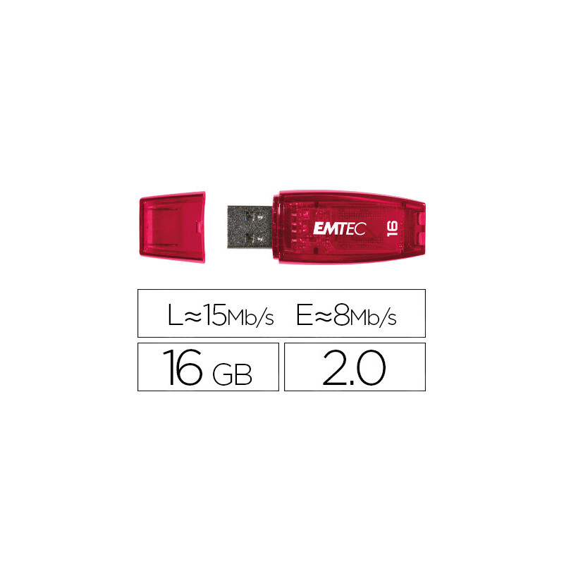 Memoria usb emtec flash c410 16 gb 2.0 rojo