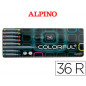 Rotulador alpino colorful c/ de 36 caja metal