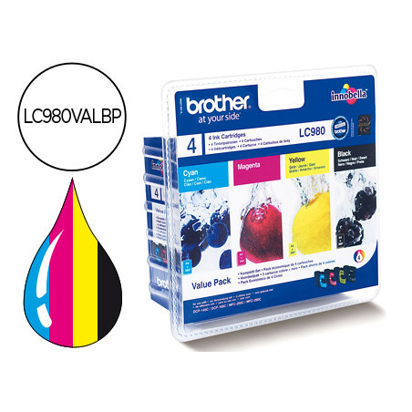 Ink-jet brother lc-980bk dcp-145 dcp-165 mfc-250 mfc-290 negro magenta amarillo cian pack4