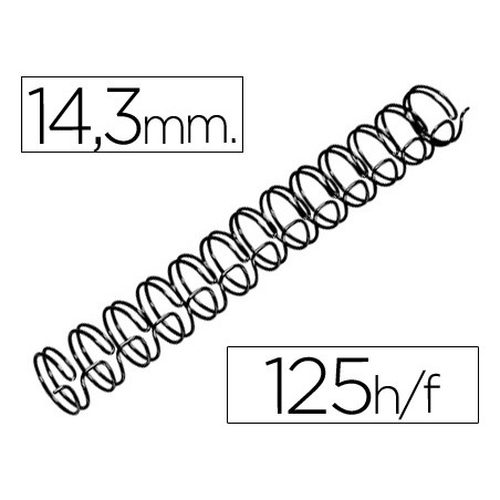 Espiral wire 3:1 14,3 mm n.9 negro capacidad 125 hojas caja de 100 unidades