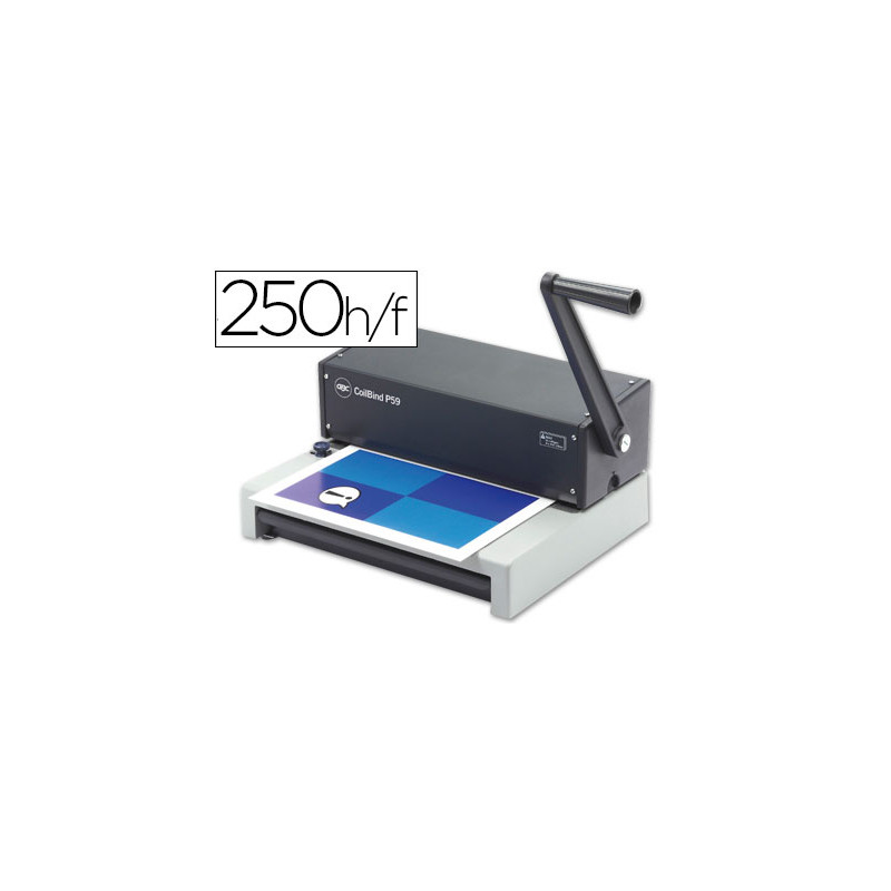 Encuadernadora para espiral metalico gbc coilbind p59 perfora 15 hojas tamaño a4/ folio encuaderna hasta 250h