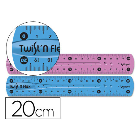 Regla maped plastico flexible 20 cm colores surtidos