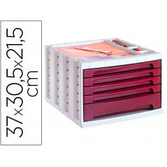 Fichero cajones de sobremesa q-connect 370x305x215 mm bandeja organizadora superior 5 cajones burdeos opaco