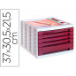Fichero cajones de sobremesa archivo 2000 305x370x215 mm bandeja organizadora superior 5 cajones burdeos opaco