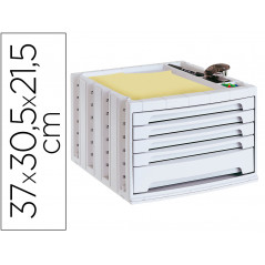 Fichero cajones de sobremesa q-connect 370x305x215 mm bandeja organizadora superior 5 cajones gris opaco