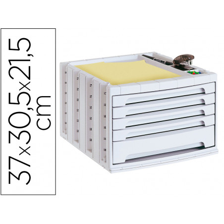 Fichero cajones de sobremesa q-connect 370x305x215 mm bandeja organizadora superior 5 cajones gris opaco