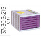 Fichero cajones de sobremesa archivo 2000 305x370x215 mm bandeja organizadora superior 6 cajones violeta translucido