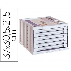 Fichero cajones de sobremesa q-connect 37x30,5x21,5 cm bandeja organizadora superior 6 cajones gris opaco