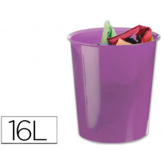 Papelera plastico q-connect violeta translucido 16 litros
