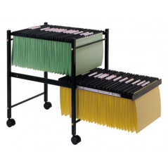 Carrito q-connect para carpeta s colgantes negro con ruedas ybandeja inferior extraible para carpetas tamaño folio