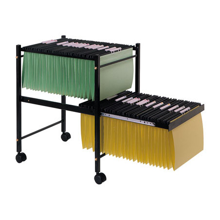 Carrito q-connect para carpeta s colgantes negro con ruedas ybandeja inferior extraible para carpetas tamaño folio