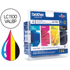 Ink-jet brother lc-1100valbp /m/y/c pack 4 colores 450 pagbk 325 pag m/y/c