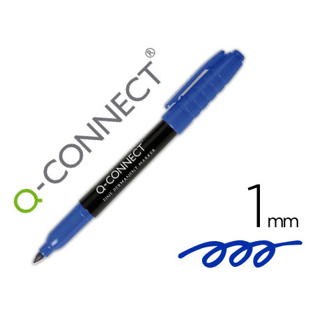 Rotulador q-connect para cd/dvd punta fibra permanente azul punta redonda 1,0 mm