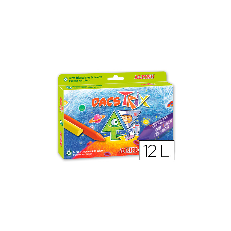 Lapices cera alpinotrix triangulares caja 12 colores