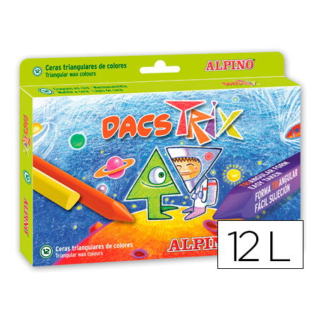 Lapices cera dacstrix triangul caja de 12 colores