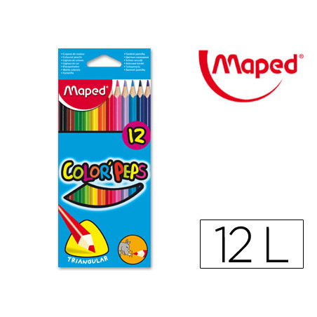 Lapices de colores maped triangulares caja de 12 unidades colores surtidos