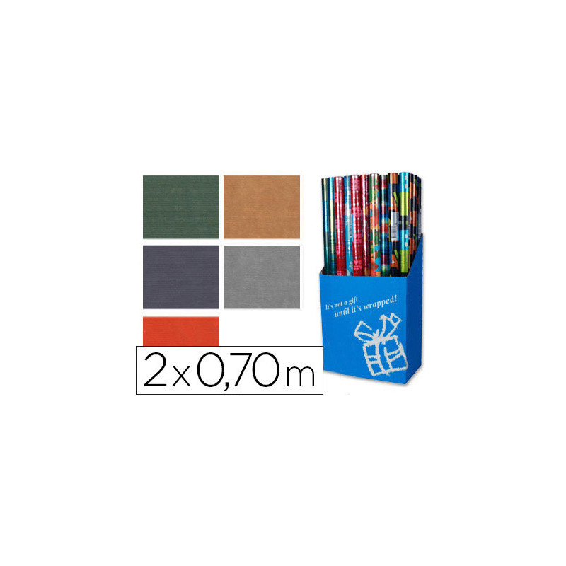 Papel de regalo colores lisos kraft rollo ancho 70 cm longitud 2 m modelos surtidos gramaje 60 gr