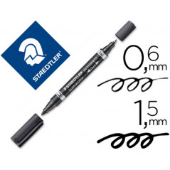 Rotulador staedtler lumocolor permanente duo 348 negro punta f 0,6 mm punta m 1,5 mm