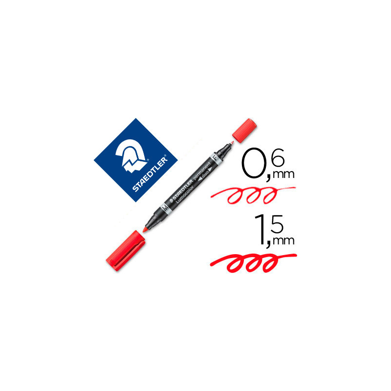 Rotulador staedtler lumocolor permanente duo 348 rojo punta f 0,6 mm punta m 1,5 mm