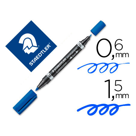 Rotulador staedtler lumocolor permanente duo 348 azul punta f 0,6 mm punta m 1,5 mm