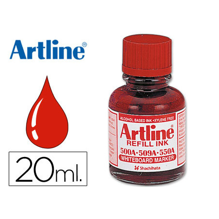 Tinta artline rojo para rotulador pizarra blanca 500a bote 20 ml