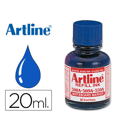 Tinta artline azul para rotulador pizarra blanca 500-a frasco de 20 ml