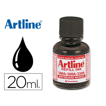 Tinta artline negro para rotulador pizarra blanca 500-a frasco de 20 ml