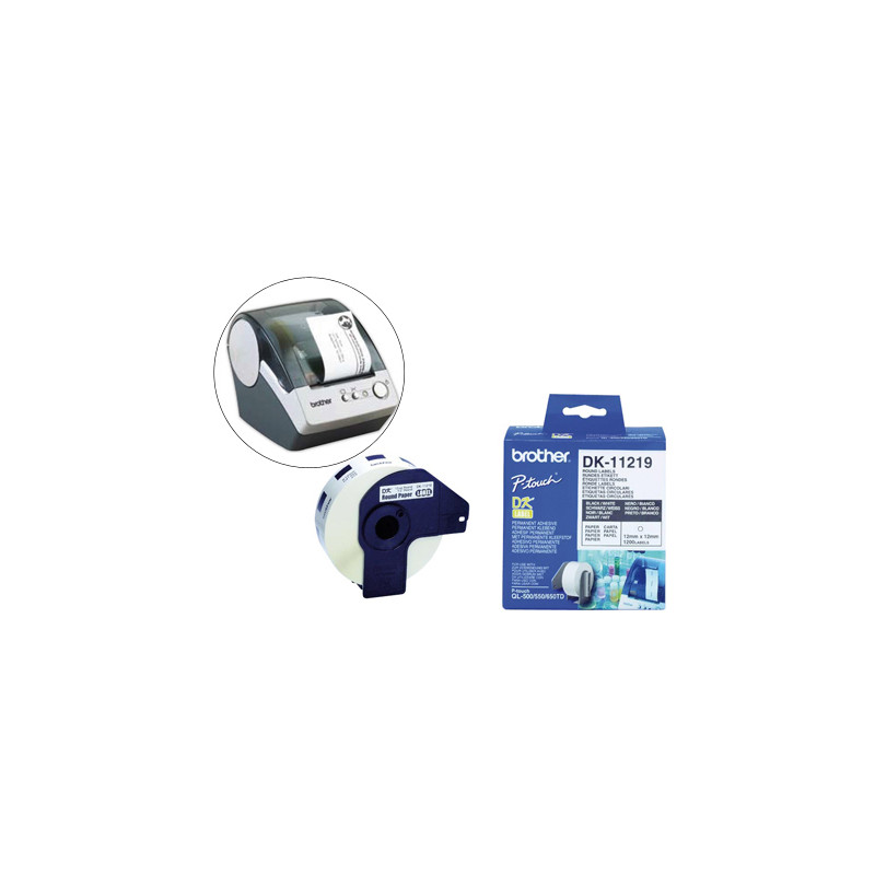 Etiqueta brother dk11219 para impresoras de etiquetas ql-circulares 12 mm 800 etiquetas-