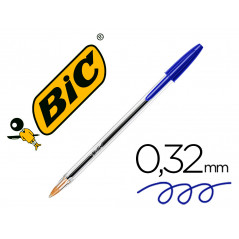 Boligrafo bic cristal azul blister de 5 unidades
