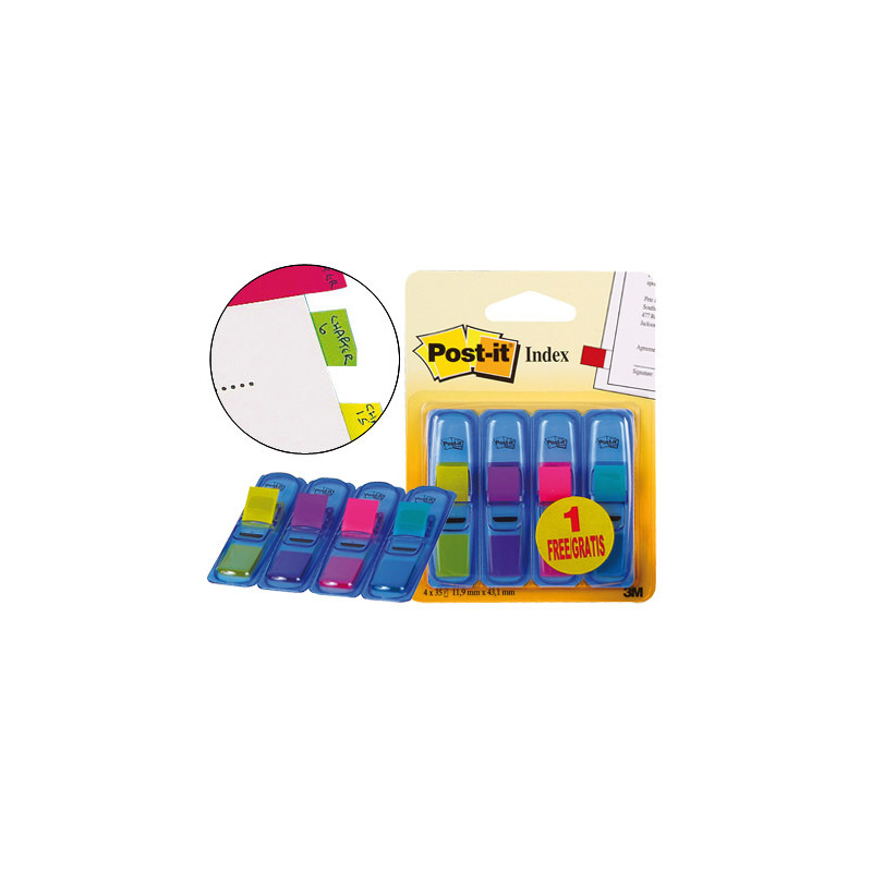 Banderitas señalizadoras post-it 3+1 gratis clipstrip