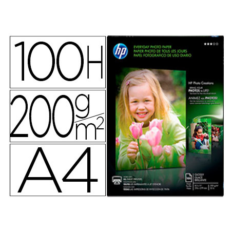 Papel fotografico hp din a4 semi glossy 200 gr paquete de 100 hojas