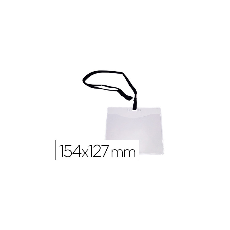 Identificador q-connect con cordon plano negro a6 154x127 mm apertura superior