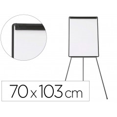 Pizarra blanca q-connect con tripode 100x70 cm para convenciones superficie laminada marco negro