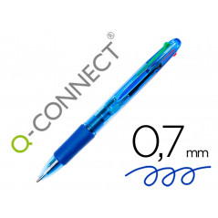 Boligrafo q-connect 4 en 1 tinta 4 colores retractil -con sujecion de caucho