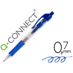 Boligrafo q-connect azul retractil -con sujecion de caucho