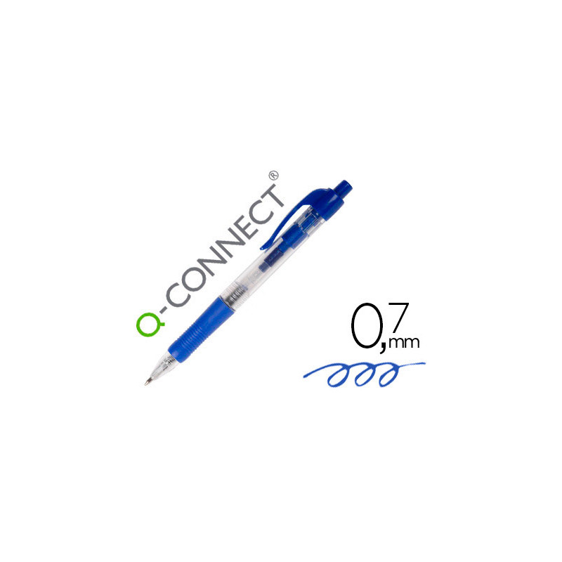Boligrafo q-connect retractil con sujecion de caucho tinta aceite 0,7 mm color azul