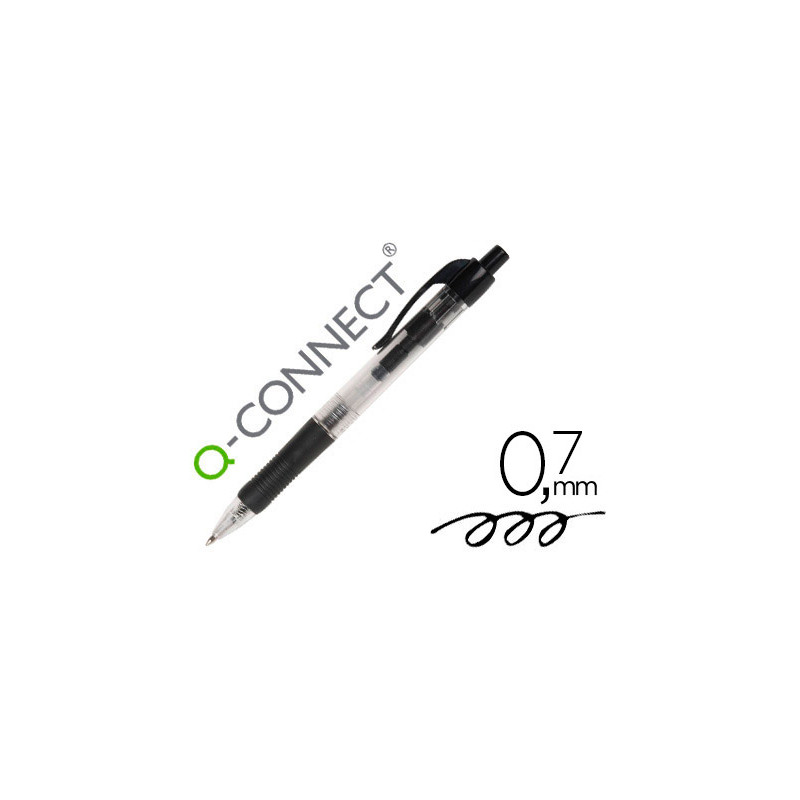 Boligrafo q-connect retractil con sujecion de caucho tinta aceite 0,7 mm color negro