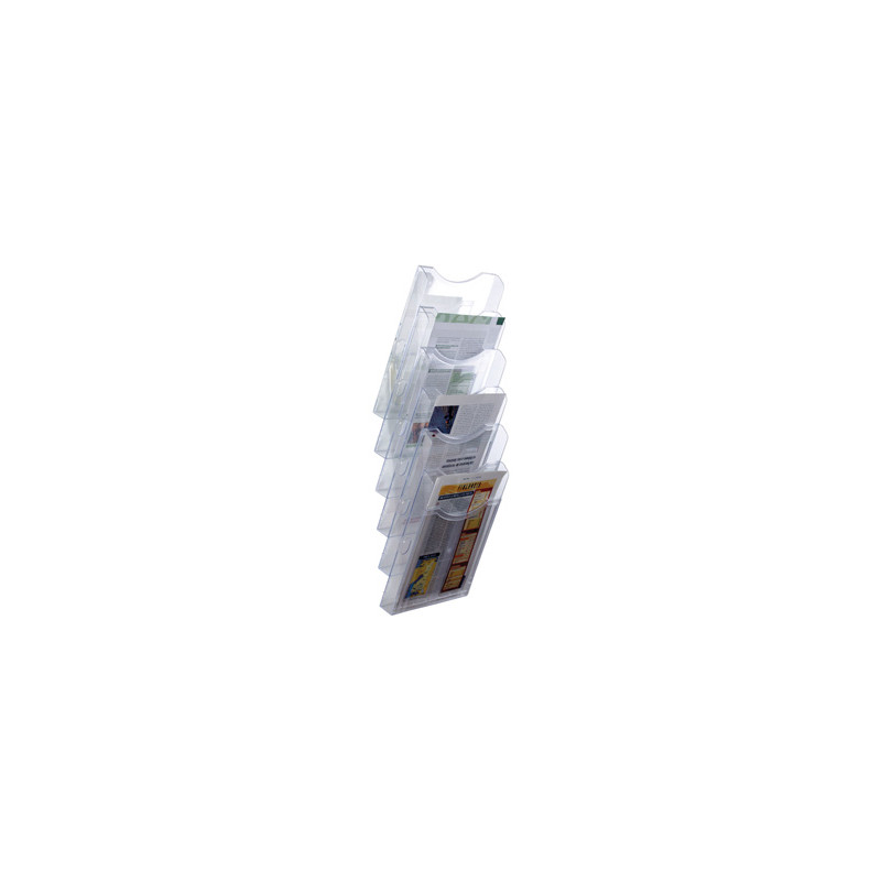 Expositor mural archivo 2000 de pared 6 bandejas din a4 transparente 155x239x665 mm separadores moviles ajustables