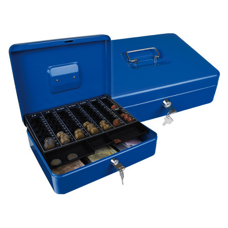 Caja caudales q-connect 12   " 300x240x90 mm azul con portamonedas