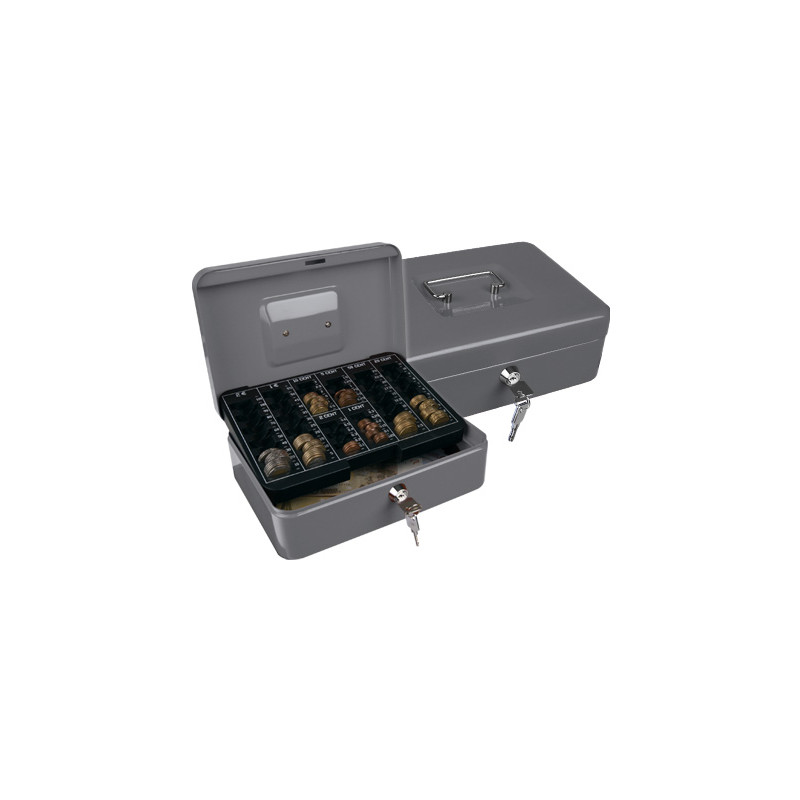 Caja caudales q-connect 10   " 250x180x90 mm plata con portamonedas