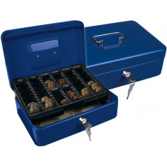 Caja caudales q-connect 10\\\" 250x180x90 mm azul con portamonedas