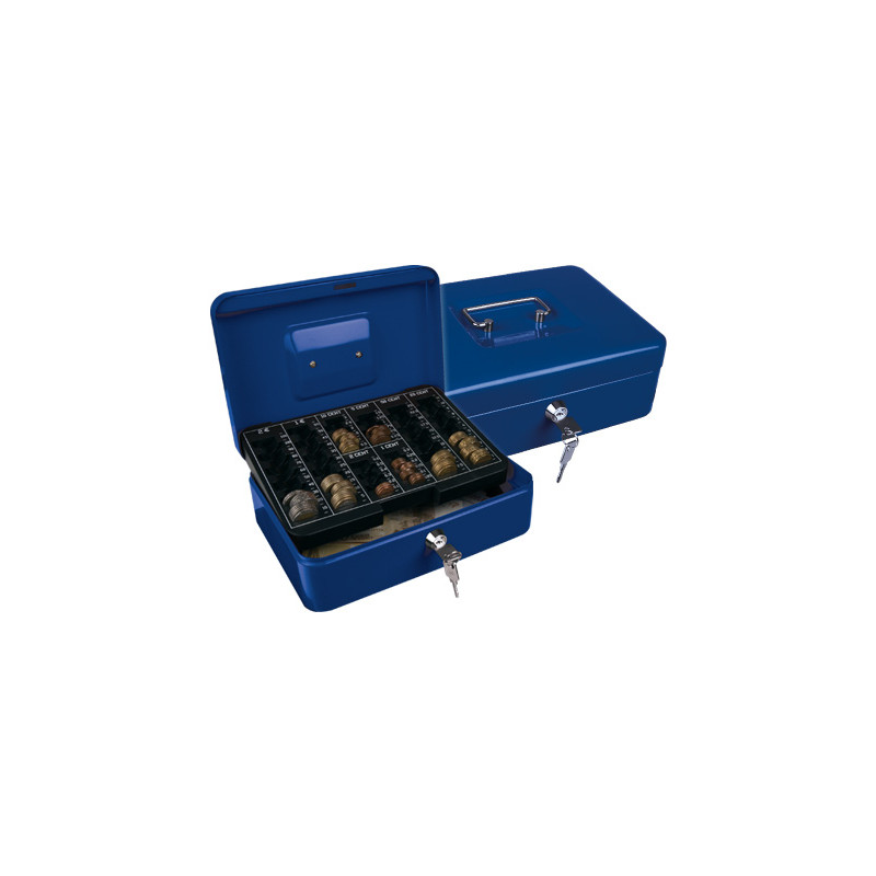 Caja caudales q-connect 10   " 250x180x90 mm azul con portamonedas