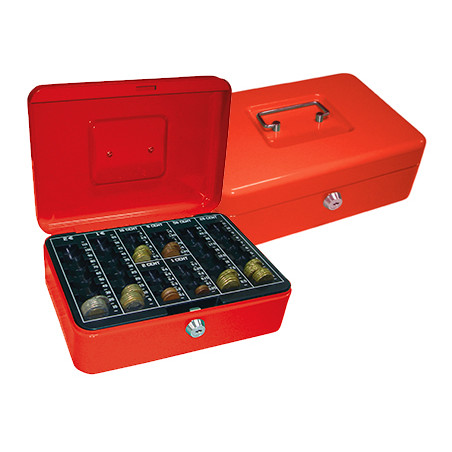 Caja caudales q-connect 10   " 250x180x90 mm roja con portamonedas
