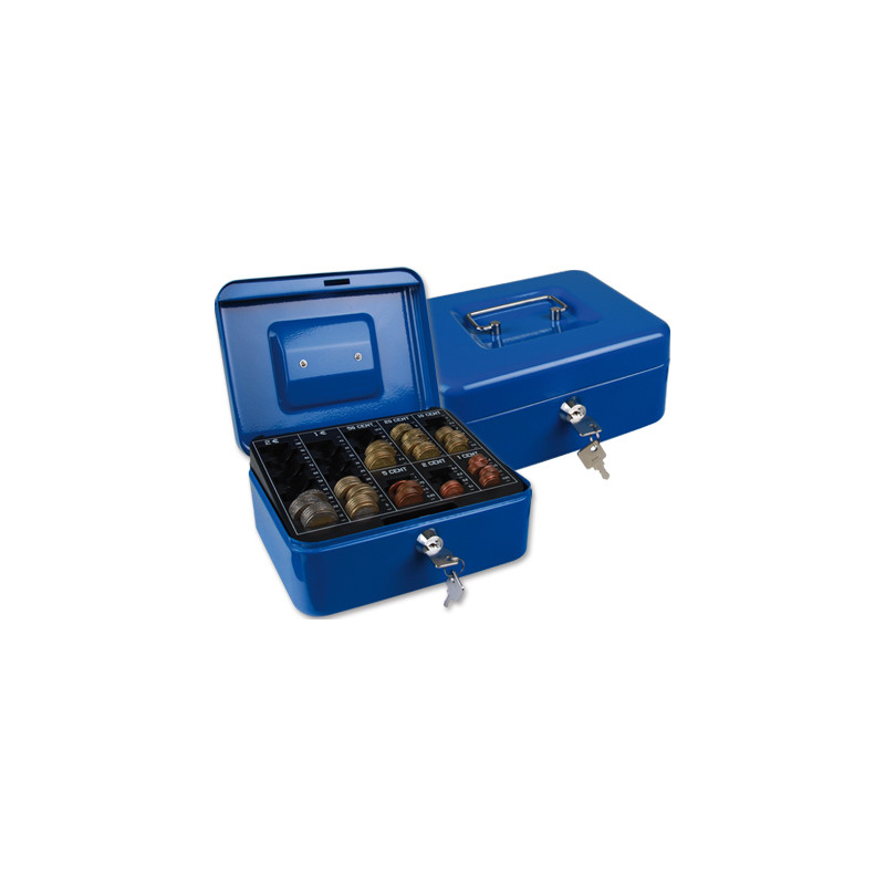 Caja caudales q-connect 8   " 200x160x90 mm azul con portamonedas