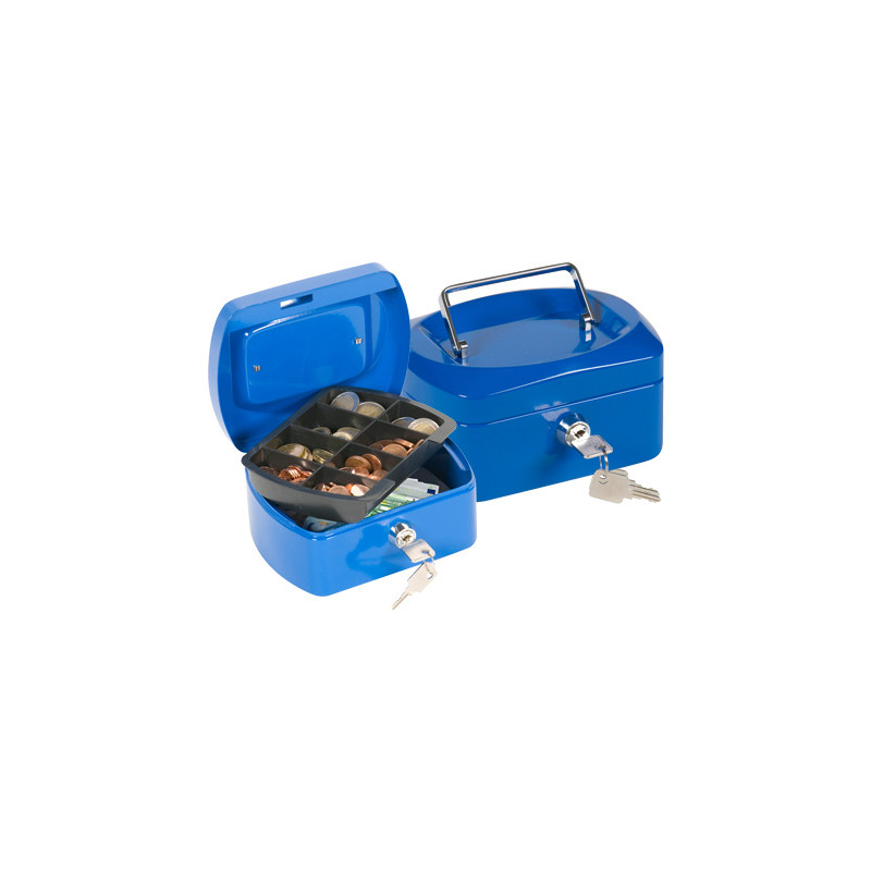 Caja caudales q-connect 6   " 152x115x80 mm azul con portamonedas